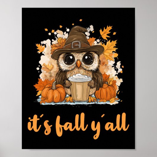 Owl Fall Erntedank Es ist Fall Yáll Poster (Vorne)