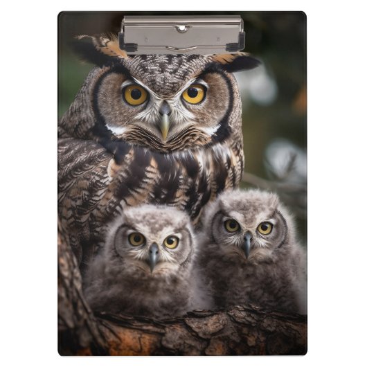 Owl Family Clipboard Klemmbrett (Vorderseite)