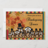 Owl Family Erntedank Türkei Abendessen Einladung (Vorderseite)