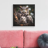 Owl Family gestylte Canvas Printwerbung Leinwanddruck (Insitu (Wohnzimmer))