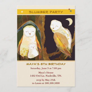 Owl Family Kids Slummel Party Einladung