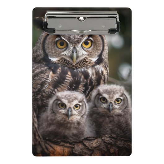 Owl Family Mini-Zwischenablage Mini Klemmbrett (Vorderseite)