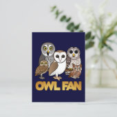 Owl Fan Postkarte (Stehend Vorderseite)