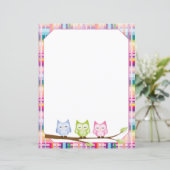 Owl farbiges, Kariert grenzenloses Papierblatt (Stehend Vorderseite)