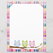 Owl farbiges, Kariert grenzenloses Papierblatt (Vorderseite)