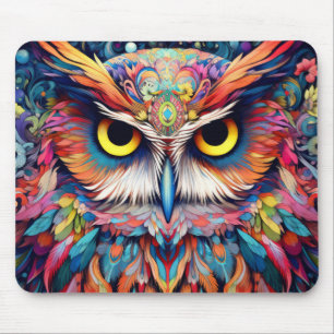 Owl farbiges Tier Verzauberung Abstrakt Mousepad