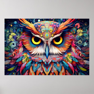 Owl farbiges Tier Verzauberung Abstrakt Poster
