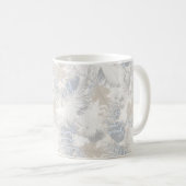 owl Feathers, gray, beige and blue, bird, light,  Kaffeetasse (VorderseiteRechts)