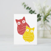 Owl Fellows of Red One of Yellow Postkarte (Stehend Vorderseite)