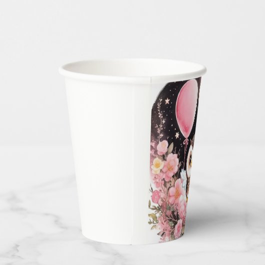 Owl First Birthday Paper Cups Pappbecher (Rechts)