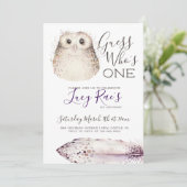 Owl First Birthday Party Einladung (Stehend Vorderseite)