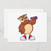 Owl Fitness Dumbell Postkarte (Vorne/Hinten)