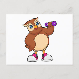 Owl Fitness Hantel Postkarte