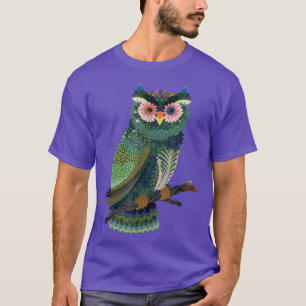 Owl floral Folk Art Asian Design Visuell Graphic T T-Shirt