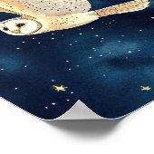 Owl Flying Across Starry Night Watercolor Weihnach Poster (Ecke)
