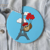Owl Flying with Heart Balloons in Paris Button (Beispiel)