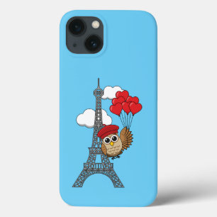 Owl Flying with Heart Balloons in Paris Case-Mate iPhone Hülle