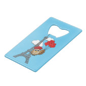 Owl Flying with Heart Balloons in Paris Geldbeutel Flaschenöffner (Vorderseite Schrägansicht)