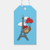 Owl Flying with Heart Balloons in Paris Geschenkanhänger (Vorderseite)