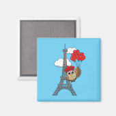 Owl Flying with Heart Balloons in Paris Magnet (Vorderseite/Rückseite)