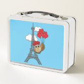 Owl Flying with Heart Balloons in Paris Metall Brotdose (Rückseite)