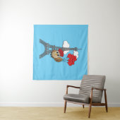 Owl Flying with Heart Balloons in Paris Wandteppich (Beispiel (Horizontal))