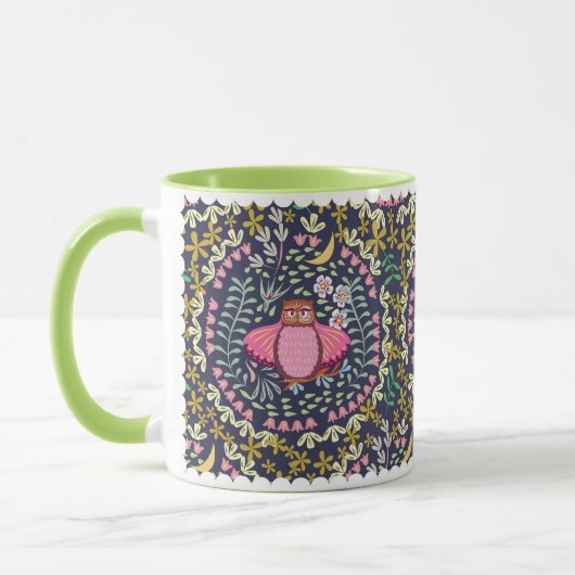 Owl Folk Navy Tasse (Links)