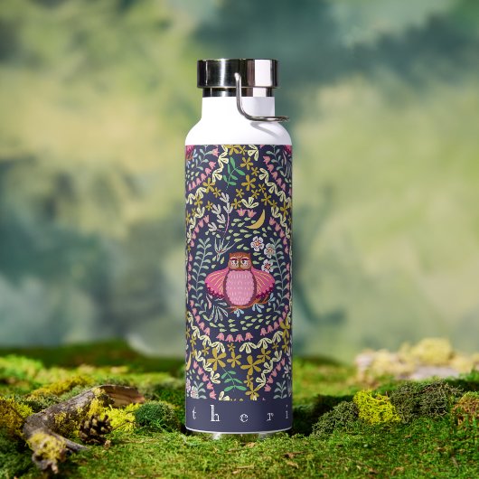 Owl Folk Navy Wasserflasche Trinkflasche (Außenbereich)