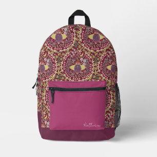 Owl Folk Wine Red Bedruckter Rucksack