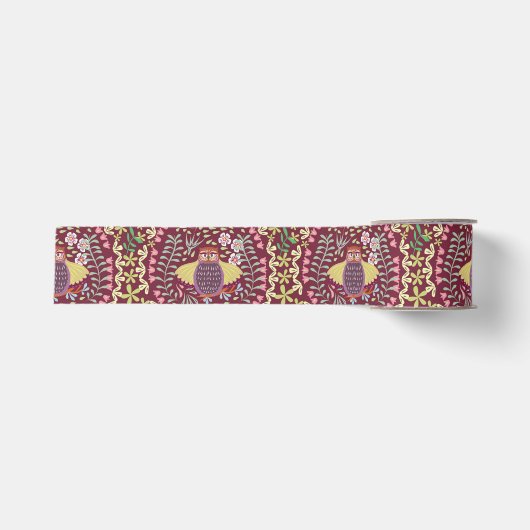 Owl Folk Wine Red Ripsband (Vorderseite)