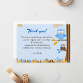 Owl Forest Blue Brown Danke Karte Hinweis (Vorderseite/Rückseite Beispiel)