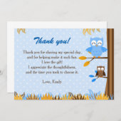 Owl Forest Blue Brown Danke Karte Hinweis (Vorne/Hinten)