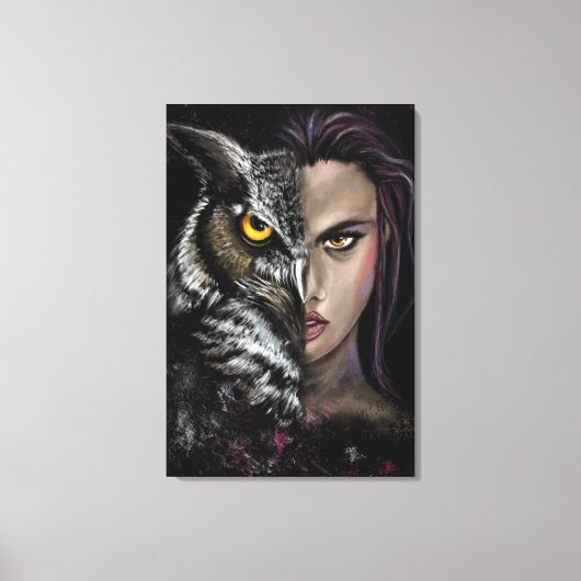 Owl Frau Canvas Print Leinwanddruck (Vorderseite)