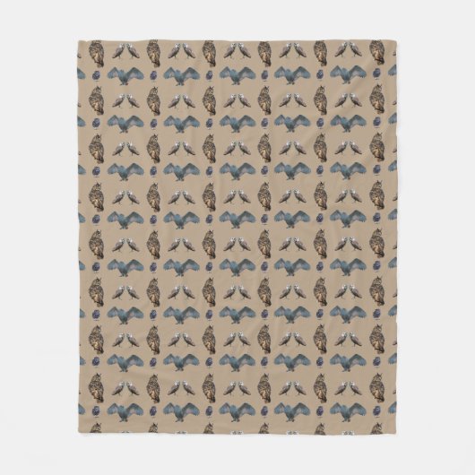 Owl Frenzy Fleece Blanket (Beige) (Vorderseite)