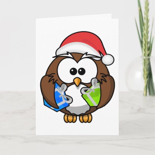 Owl, Fröhliche Weihnachten! Feiertagskarte (Vorderseite)