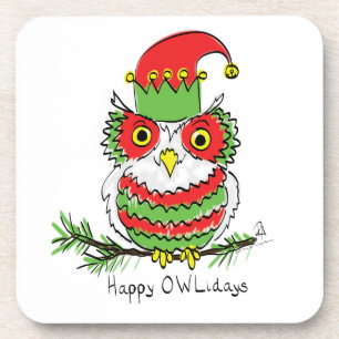 Owl Funny Christmas Niedlich Kids Getränkeuntersetzer