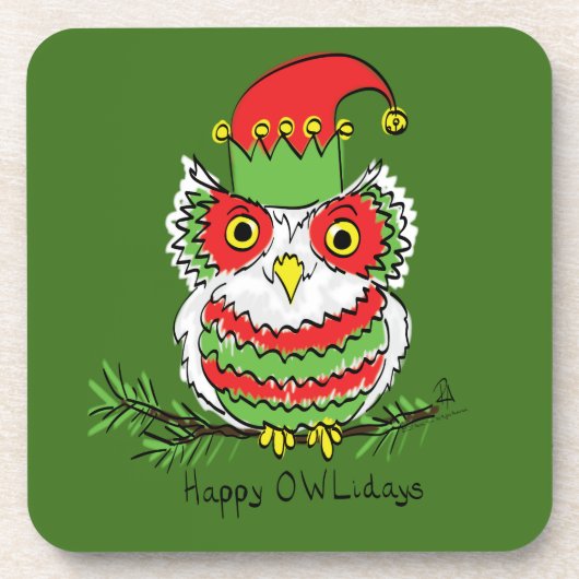Owl Funny Christmas Niedlich Kids Getränkeuntersetzer (Vorderseite)