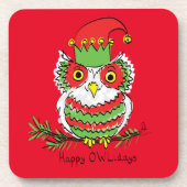 Owl Funny Christmas Niedlich Kids Getränkeuntersetzer (Vorderseite)