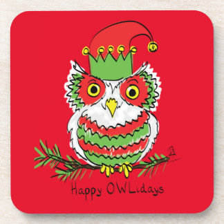 Owl Funny Christmas Niedlich Kids Getränkeuntersetzer