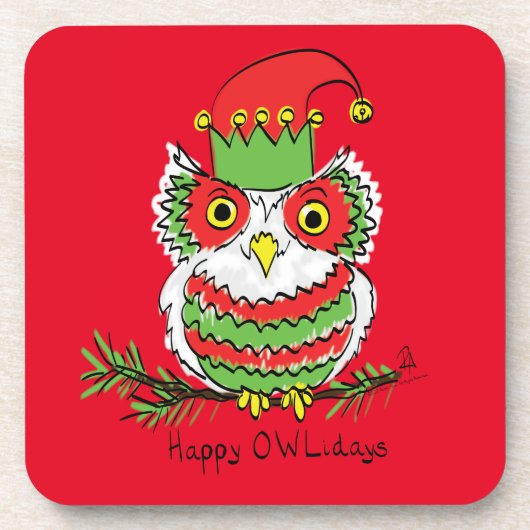Owl Funny Christmas Niedlich Kids Getränkeuntersetzer (Vorderseite)