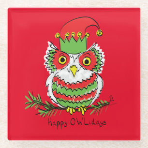 Owl Funny Christmas Niedlich Kids Glasuntersetzer