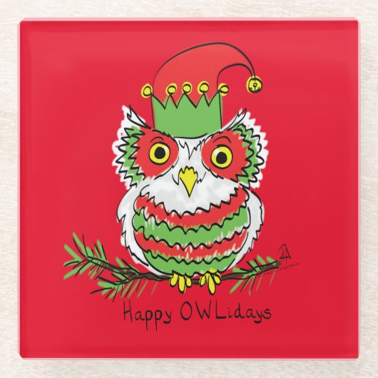 Owl Funny Christmas Niedlich Kids Glasuntersetzer (Vorderseite)