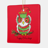 Owl Funny Christmas Niedlich Kids Keramikornament (Links)