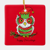 Owl Funny Christmas Niedlich Kids Keramikornament (Vorderseite)