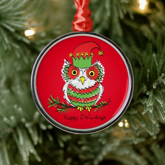 Owl Funny Christmas Niedlich Kids Ornament Aus Metall (Baum)