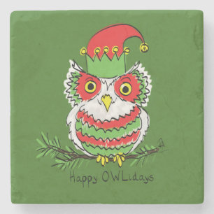 Owl Funny Christmas Niedlich Kids Steinuntersetzer