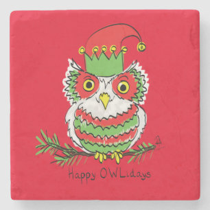 Owl Funny Christmas Niedlich Kids Steinuntersetzer