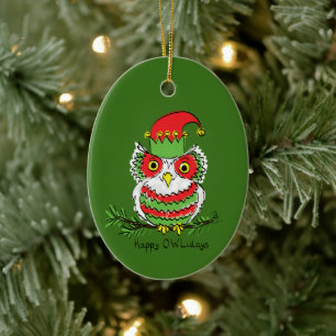 Owl Funny Weihnachten Niedlicher Urlaub Keramik Ornament