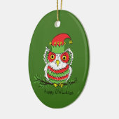 Owl Funny Weihnachten Niedlicher Urlaub Keramik Ornament (Links)