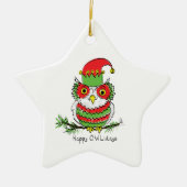 Owl Funny Weihnachten Niedlicher Urlaub Keramik Ornament (Vorne)